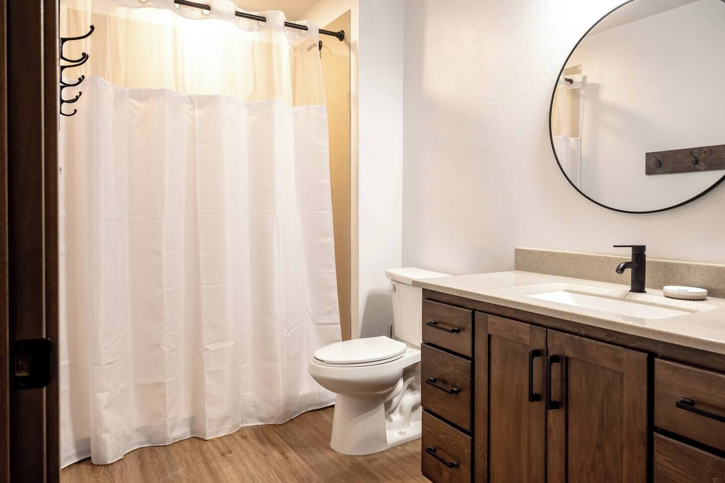 Shower, hair dryer, soap