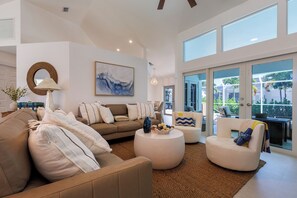 Smart TV, fireplace, video games, books