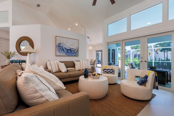 Smart TV, fireplace, video games, books