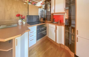 Fridge, stovetop, coffee/tea maker