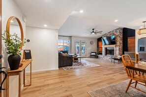 Smart TV, fireplace, video games