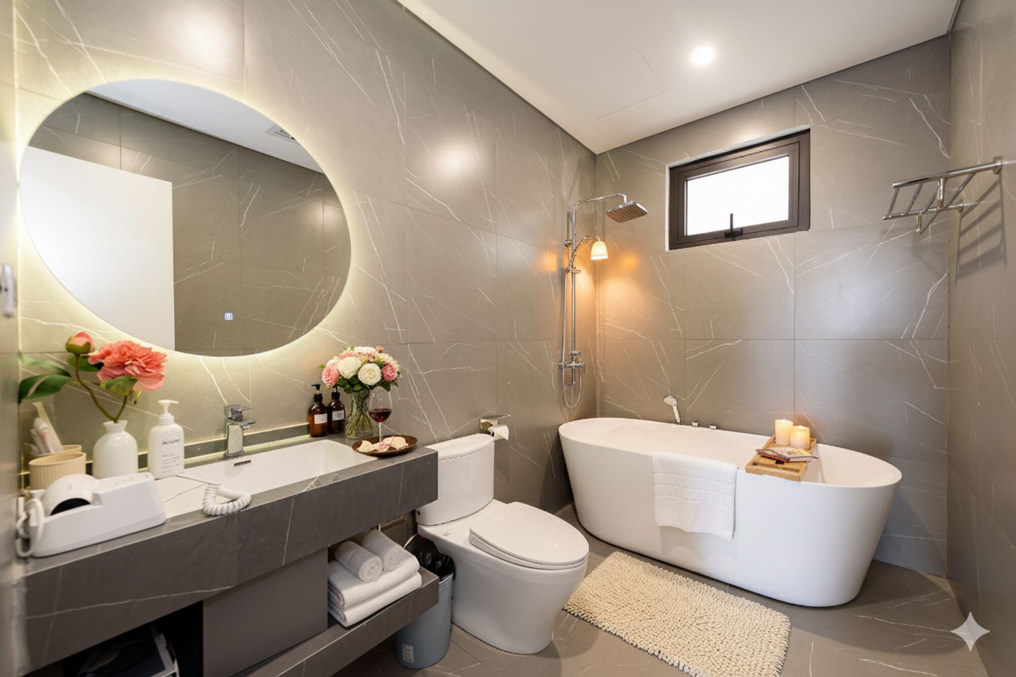 Appartement Premium | Salle de bain | Douche, articles de toilette gratuits, sèche-cheveux, chaussons