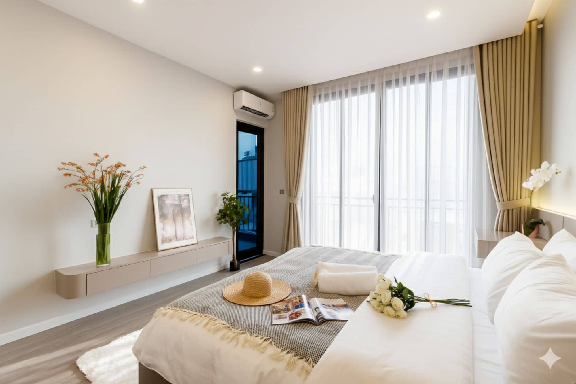 Apartament prèmium | Escriptori, espai de treball apte per a portàtils i cortines opaques 