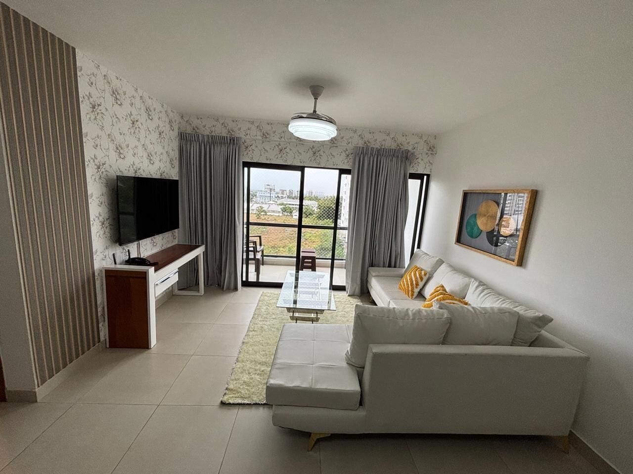 Family Apartment, Mountain View | Living area | 50-inch Smart TV with digital channels