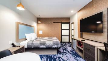 Een bureau, een laptopwerkplek, gratis wifi