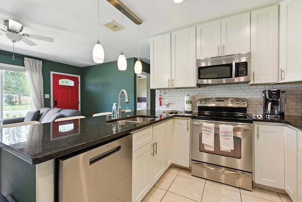 Microwave, oven, stovetop, dishwasher