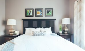 4 bedrooms, iron/ironing board, bed sheets