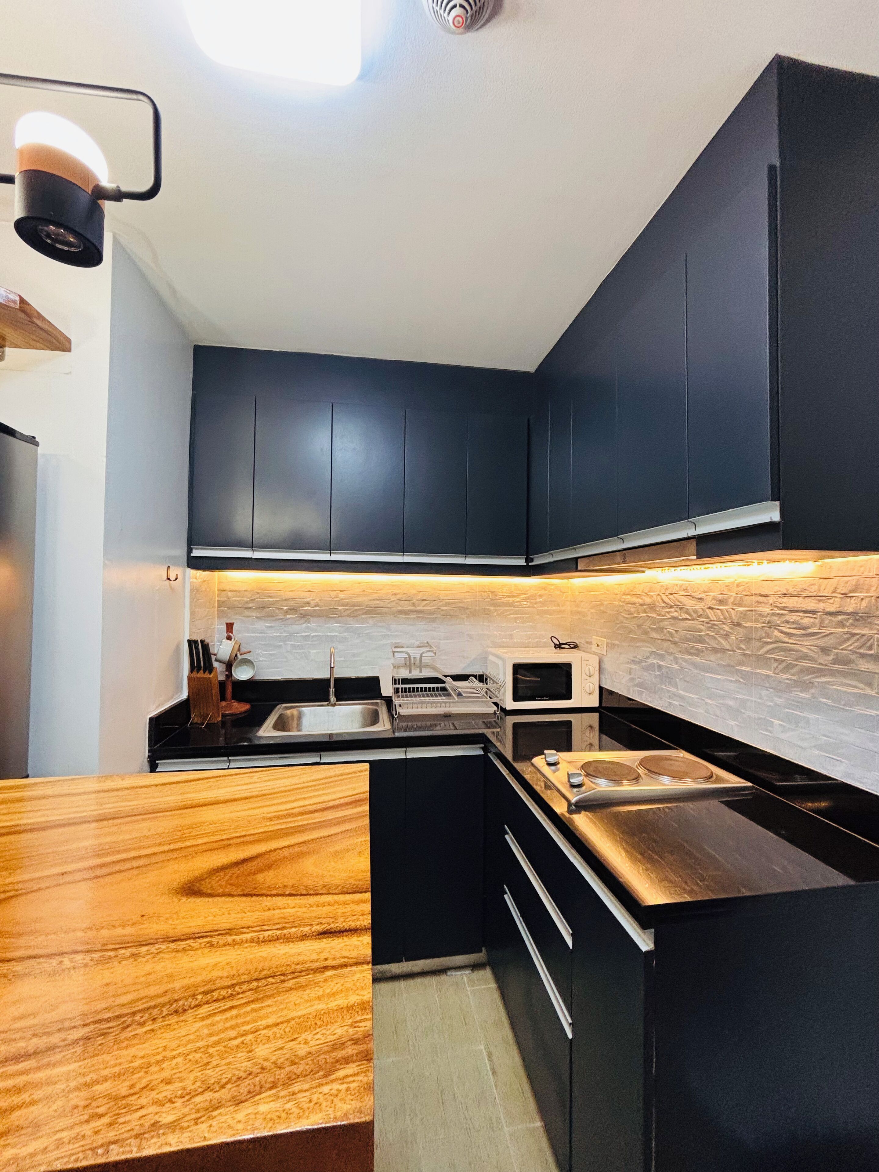 Køleskab, mikrobølgeovn, kogeplade