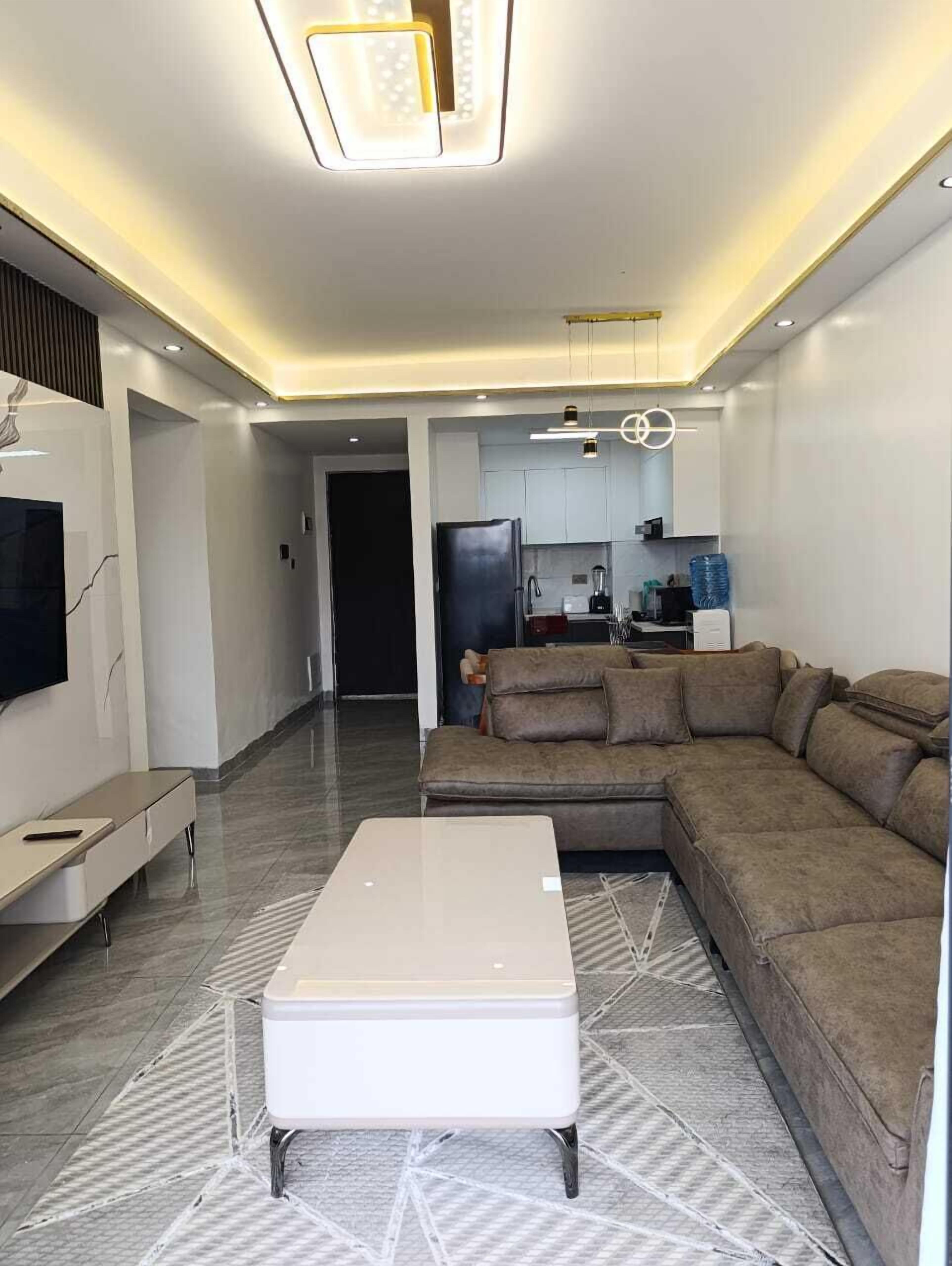 Luxe appartement, uitzicht op stad | Woonruimte | Een 55-inch smart-tv met satellietzenders, Netflix en streamingdiensten