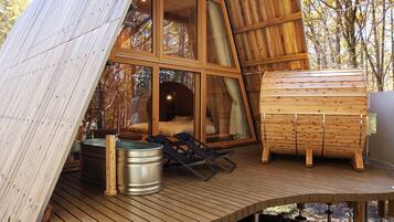 Cabaña, para no fumadores, sauna (Private) | Escritorio, wifi gratis y ropa de cama