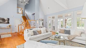 TV connectée, cheminée, jeux vidéo, livres