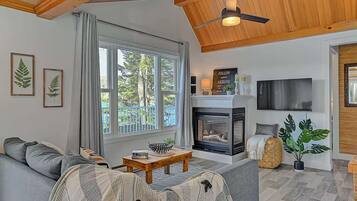 Télévision, cheminée, chaßne hi-fi