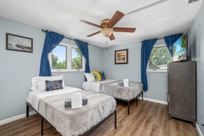 4 bedrooms, iron/ironing board, travel cot, WiFi