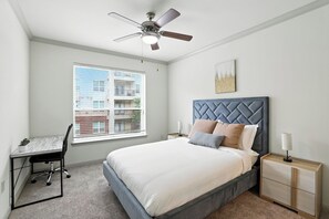 2 bedrooms, desk, iron/ironing board, travel cot