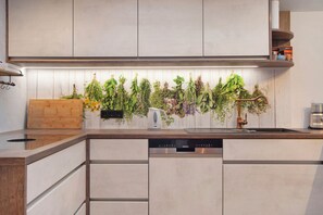 Kjøleskap, mikrobølgeovn, ovn og kokeplater