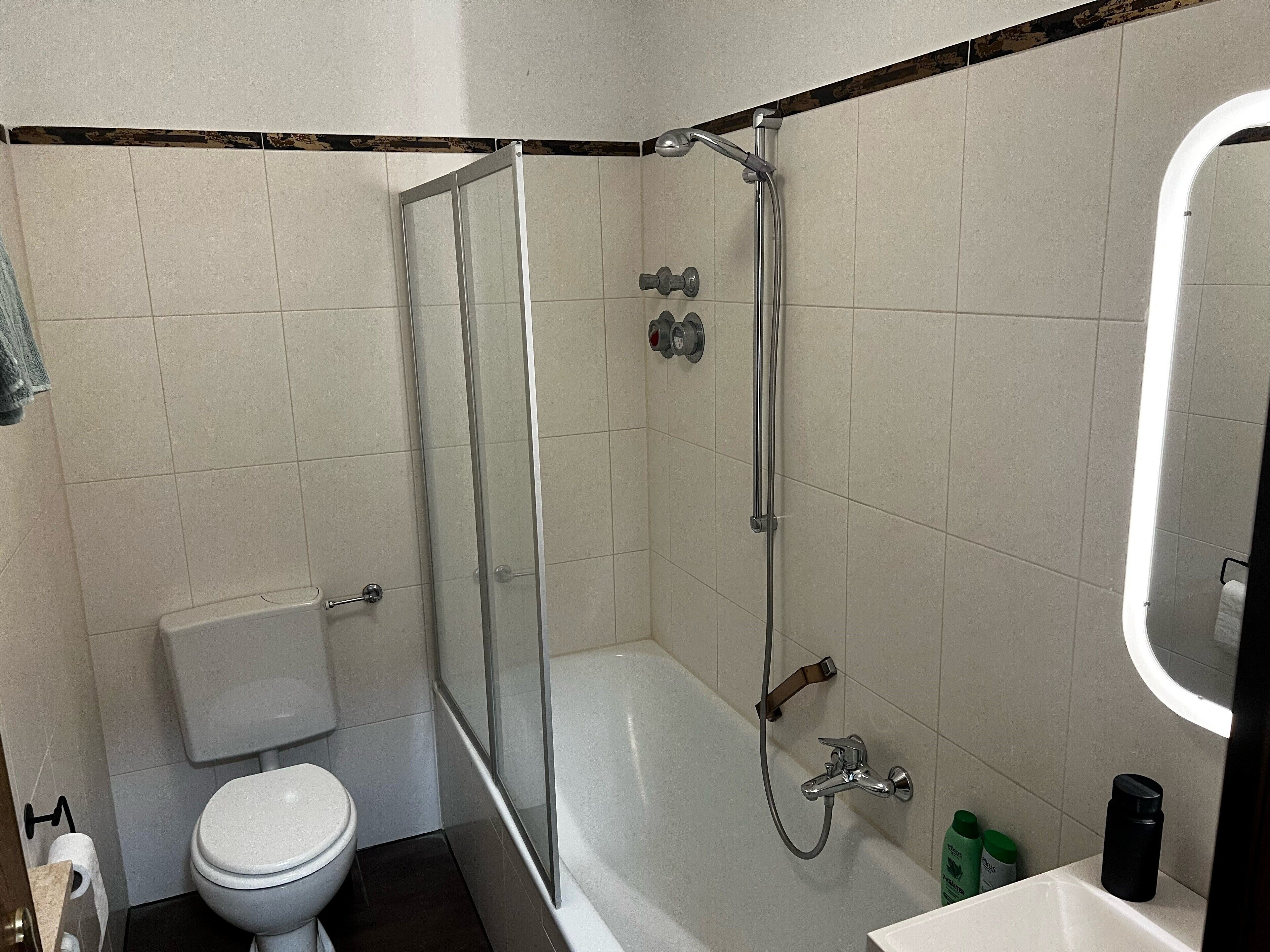 Haartrockner, Handtücher, Seife, Toilettenpapier