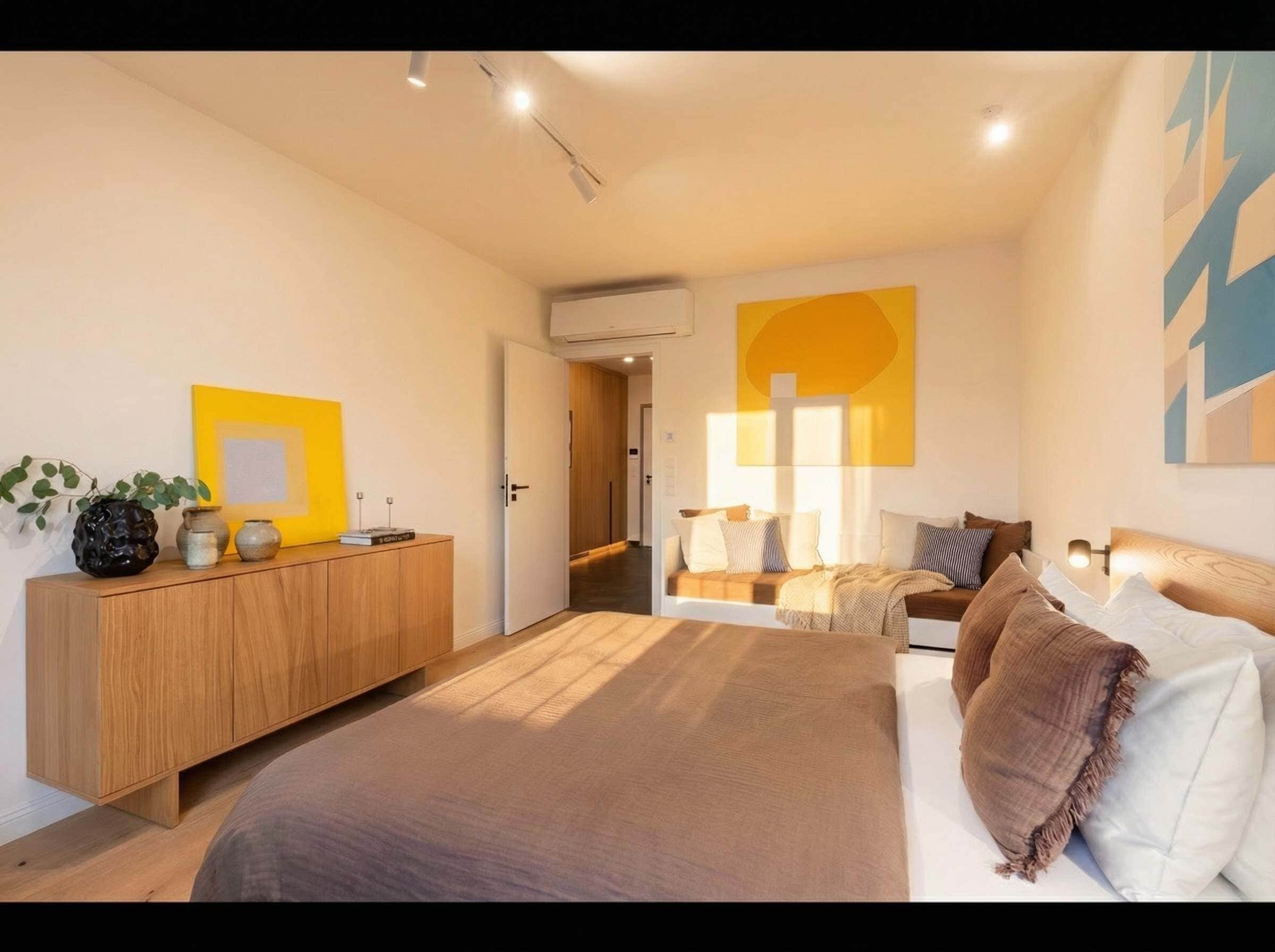 2 dormitorios, tabla de planchar con plancha, cuna de viaje y wifi