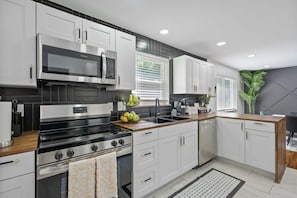 Microwave, oven, stovetop, dishwasher