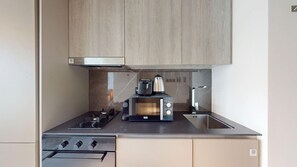 Microwave, stovetop, coffee/tea maker, toaster