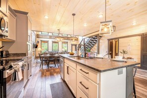Fridge, microwave, oven, stovetop - Pet-friendly 5BD Lodge w/ POOL! Hot Tub + Theater! (Sevierville)