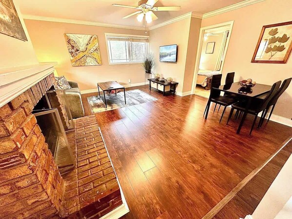 TV, fireplace, video games, offices