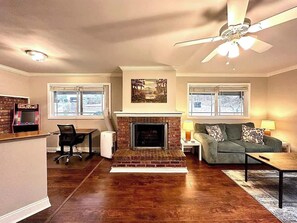 TV, fireplace, video games, offices