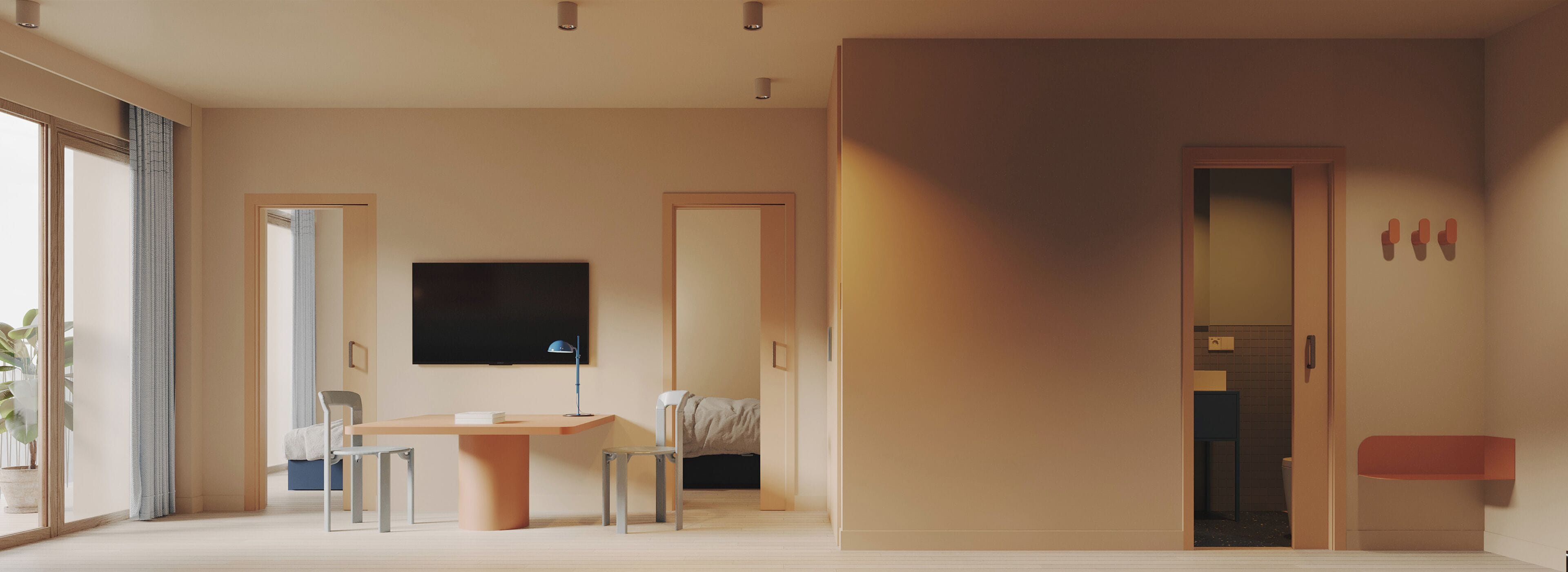 Comfort appartement, 2 slaapkamers, uitzicht op stad | Luxe beddengoed, donzen dekbedden, een kluis op de kamer, een bureau