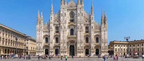 A large, ornate cathedral with multiple spires and a central entrance.