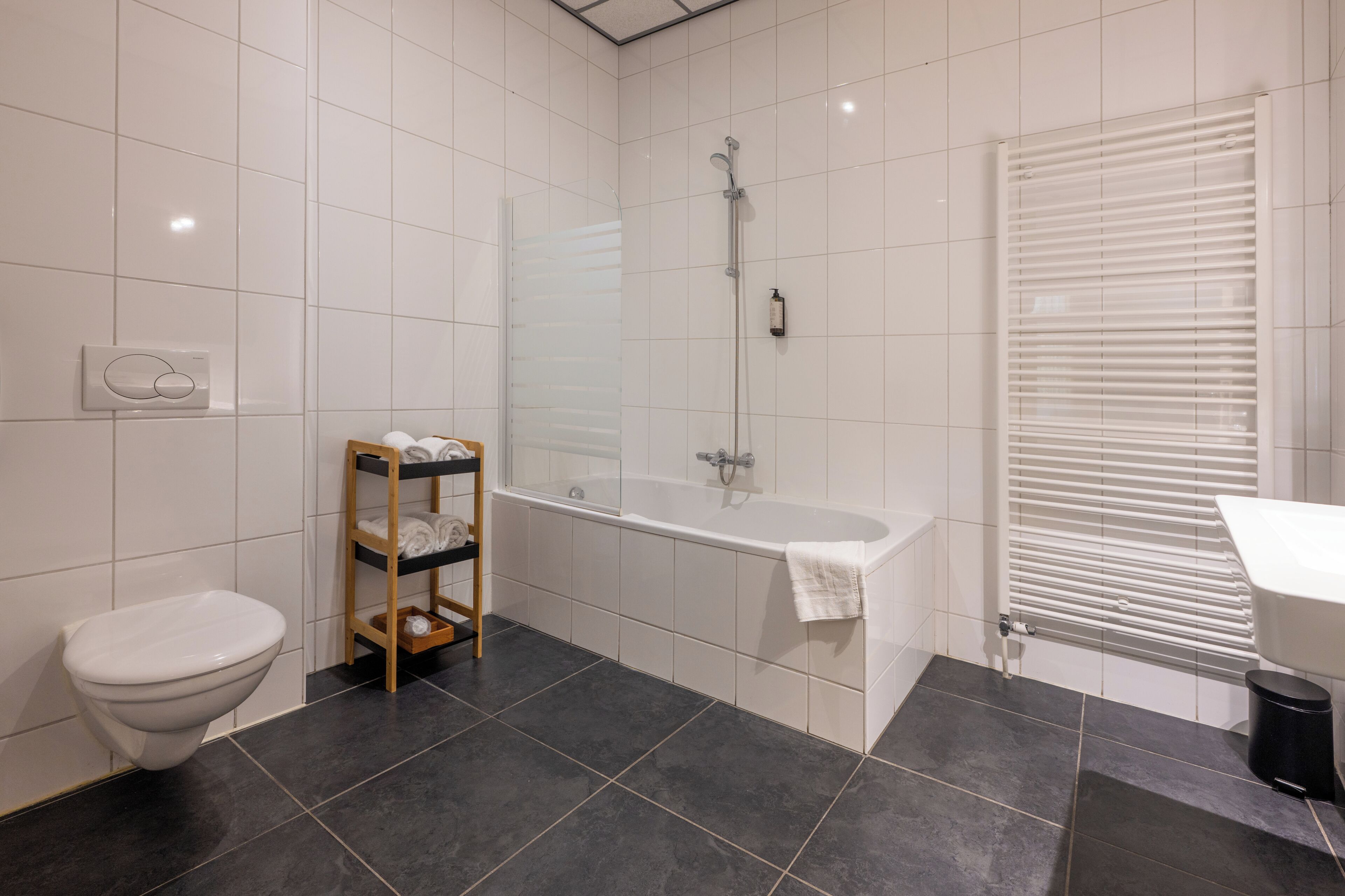 Comfort Plus Room | Baño | Amenidades de baño gratuitas, secadora de cabello, batas, pantuflas 