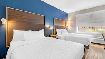 Desk, laptop workspace, free WiFi, bed sheets