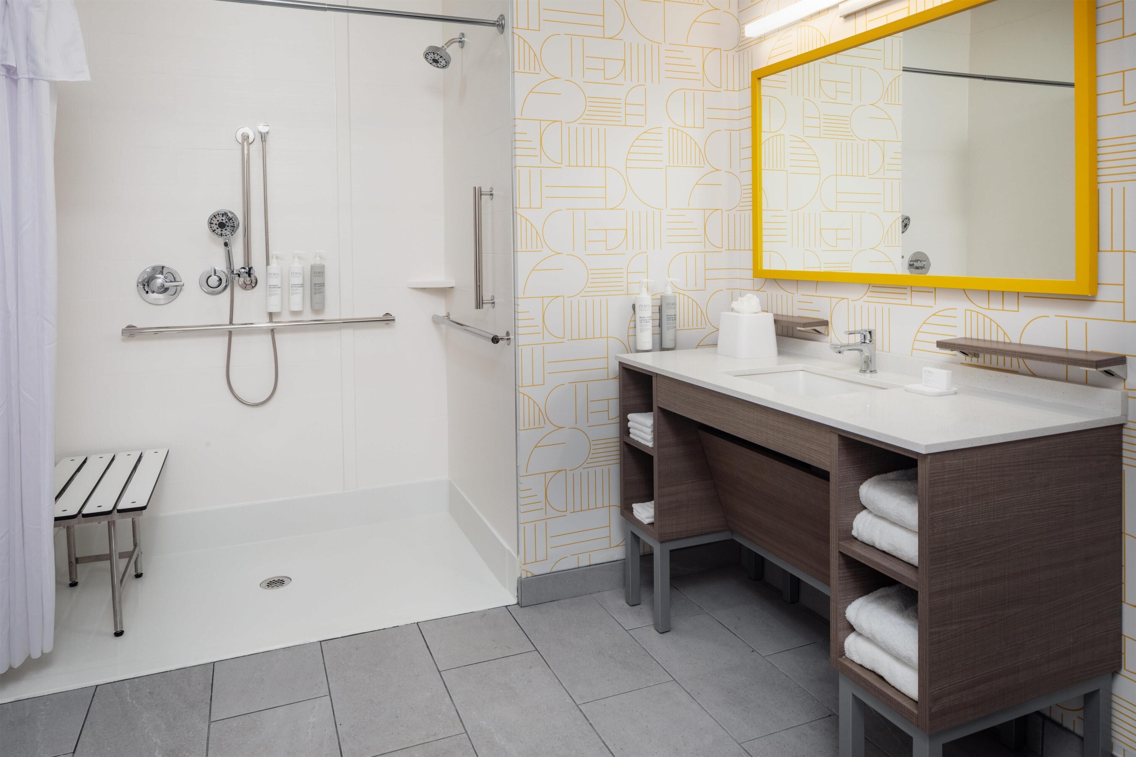 Suite, 1 King Bed, Accessible (Roll-In Shower) | Bathroom shower