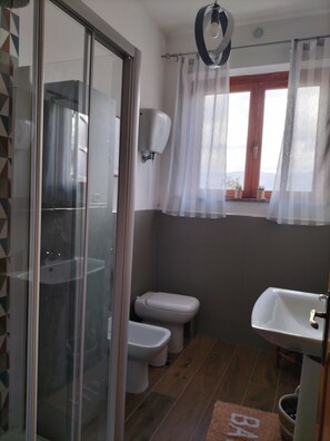 Dusche, Haartrockner, Bidet, Handtücher