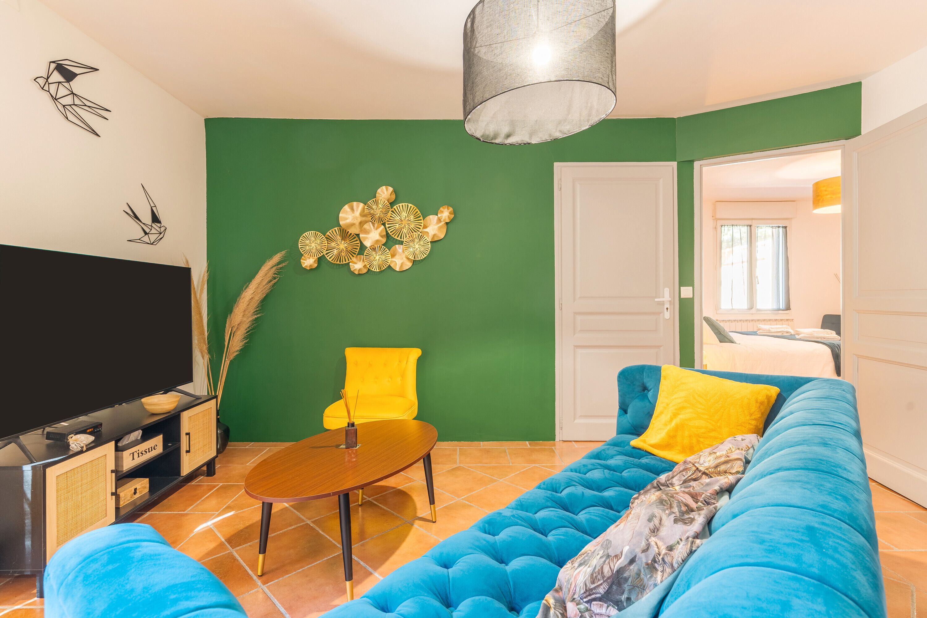 Télévision, lecteur de DVD, table de tennis de table