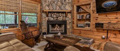 Smart TV, fireplace, video games, books