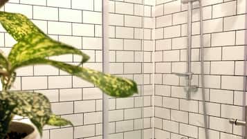 Salle de bain | Douche, sèche-cheveux, serviettes fournies, savon