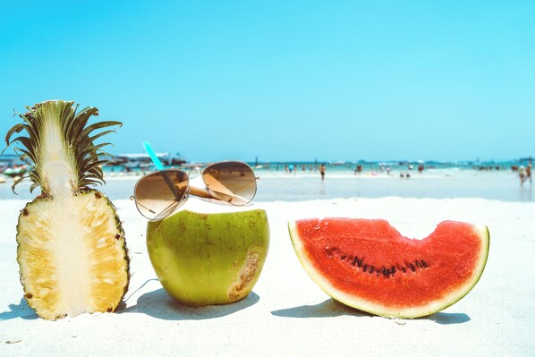 Sun-loungers, beach towels