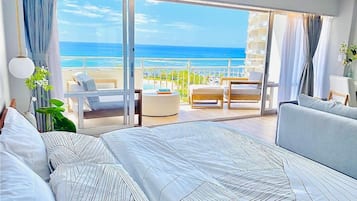 Luxury-Studiosuite, 1 King-Bett und Schlafsofa, Balkon, Meerblick