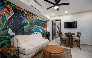 Deluxe Condo, Balcony, Partial Ocean View | Living area - Villa Mango 2 bed with jungle view (San Francisco)