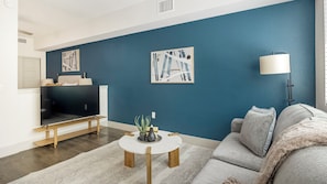 Studio | Living area | 50-inch TV with digital channels - Biltmore Apartments By Landing (Phoenix)