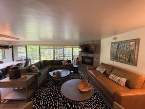 Televisión y chimenea 