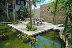 Terrace/patio - Chic 1-bedroom apartment with fitness room and AC in lovely  Playa del Carmen (Solidaridad)