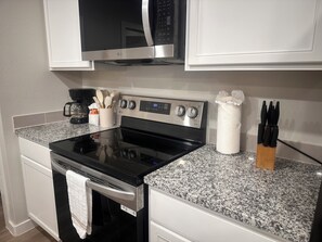 Microwave, stovetop, dishwasher