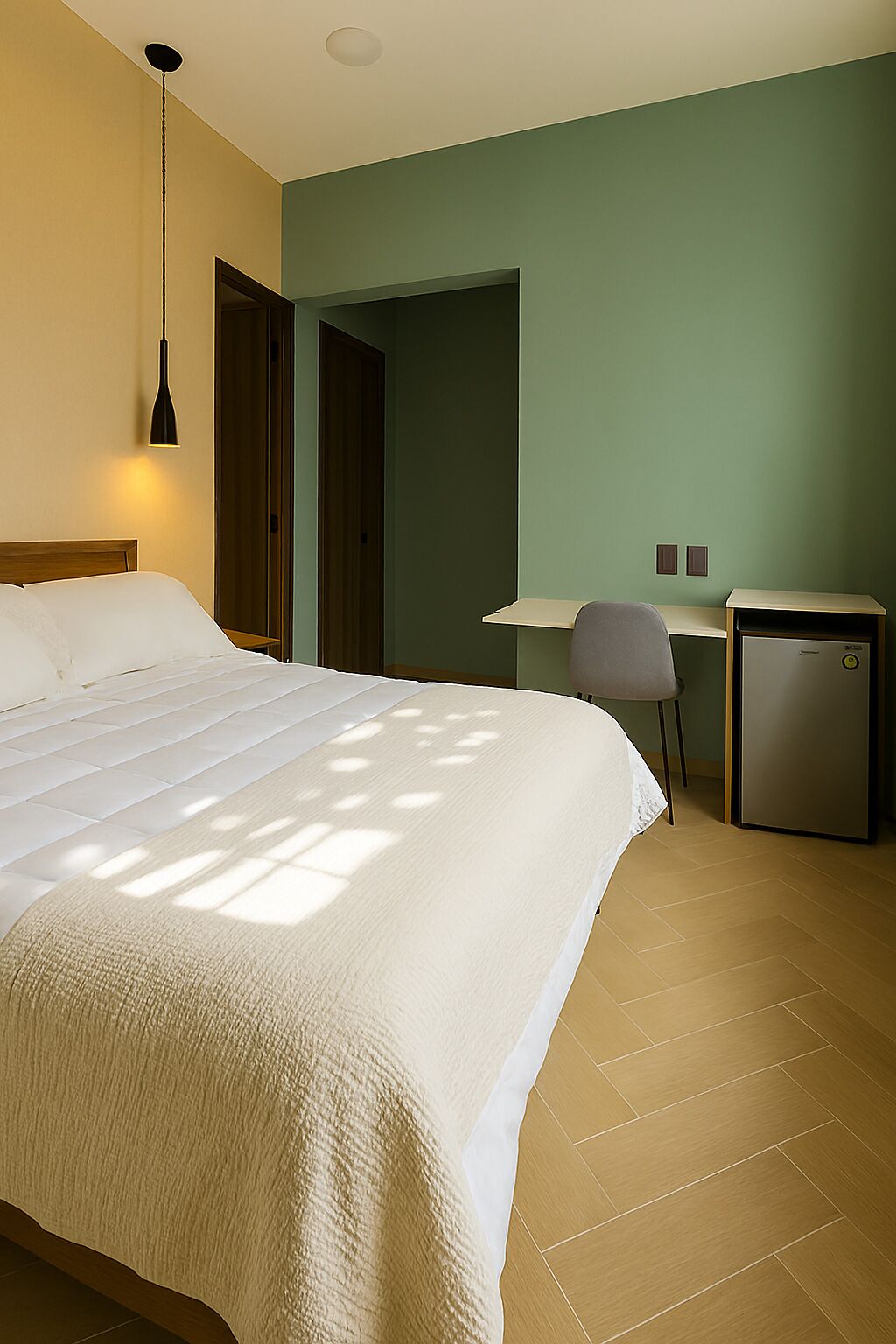 Tweepersoonskamer | Hypoallergeen beddengoed, een minibar, een bureau, een laptopwerkplek