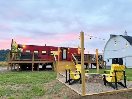 Terrace/patio. Caboose Tiny Home in Frazier’s Bottom, WV