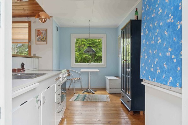 Fridge, oven, stovetop, electric kettle