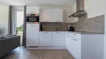 Fridge, dishwasher, coffee/tea maker