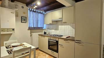 Fridge, oven, stovetop, cookware/dishes/utensils