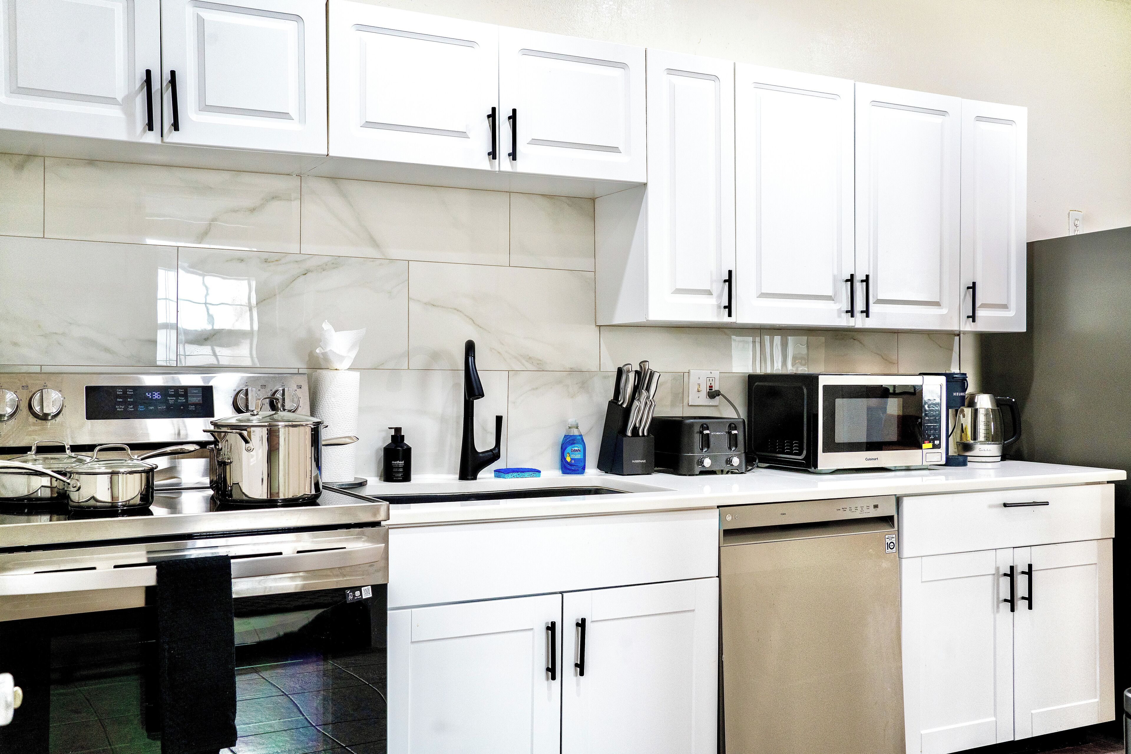 Microwave, oven, stovetop, dishwasher