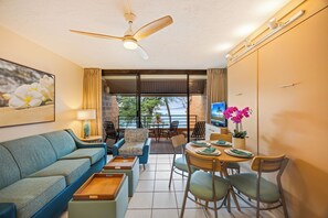 Classic Apartment, 1 Bedroom, Lanai, Ocean View | Living area | 36-inch LCD TV with cable channels