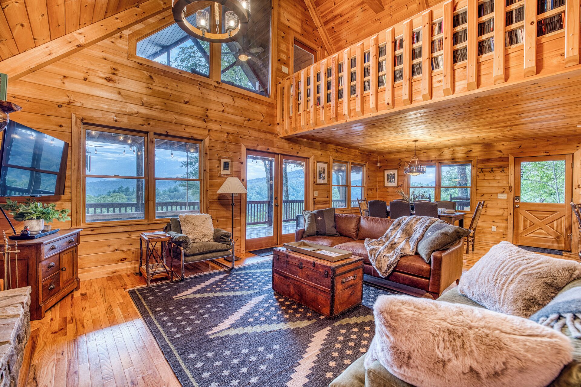 Smart TV, fireplace, video games, DVD player